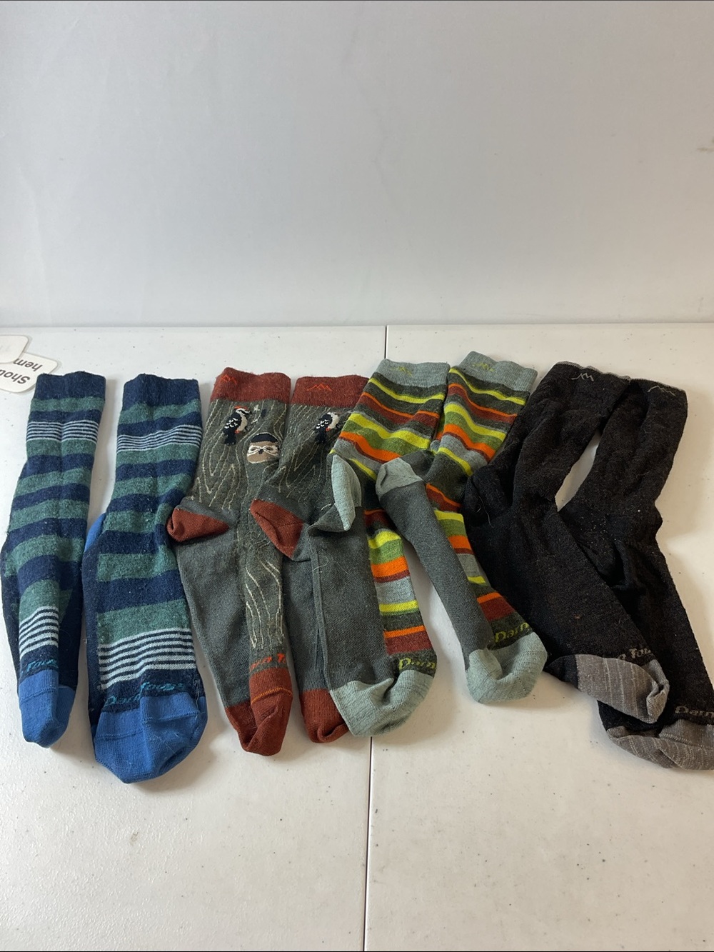 Men’s 4 pair Darn tough Crew dress Socks striped, woodpecker